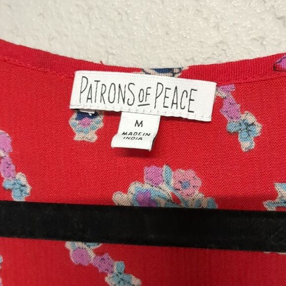 Patrons of Peace Tie Front Floral Flowy Boho Tank Top Size M - Picture 2 of 5